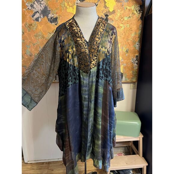 Parsley and Sage Art to Wear Asymmetrical Kimono Jacket L - Picture 1 of 10